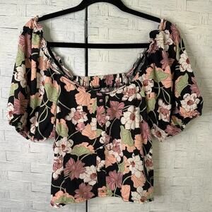 Who What Wear floral, sheer tank top, loose fitting feminine sleeveless blouse